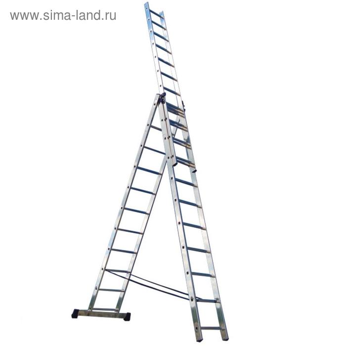 Лестница трехсекционная РемоКолор 63-3-011, универсальная, алюминиевая, 11 ступеней