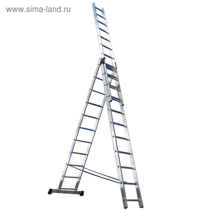 фото Лестница трехсекционная "ремоколор" 63-3-012, универсальная, алюминиевая, 12 ступеней remocolor