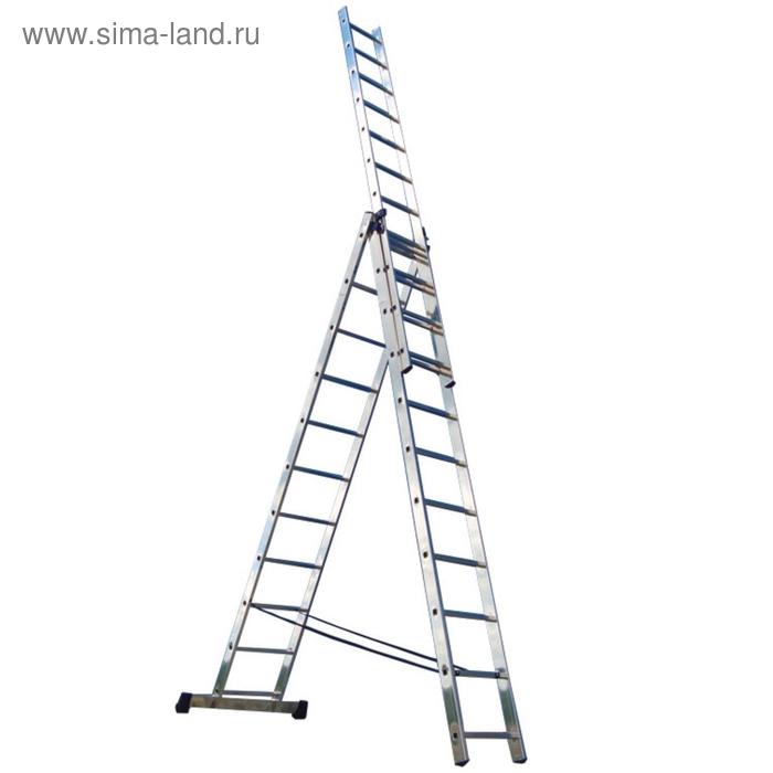 Лестница трехсекционная РемоКолор 63-3-014, универсальная, алюминиевая, 14 ступеней