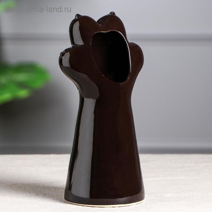 фото Ваза настольная "лапа", глазурь, черная, 21 см, керамика керамика ручной работы