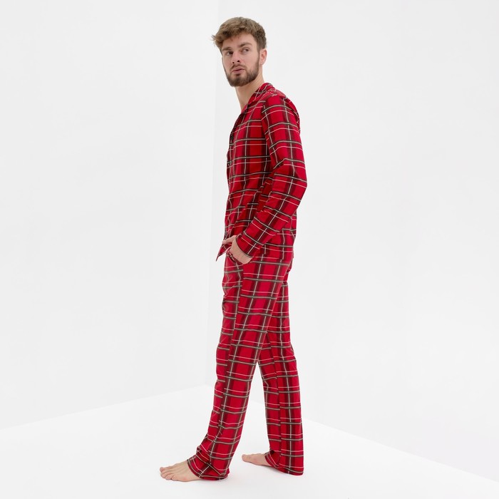 

Пижама новогодняя мужская KAFTAN "Клетка", цвет красный, размер 56