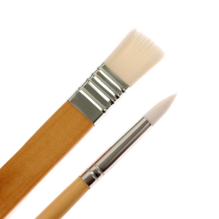 фото Набор кистей синтетика 2 штуки, зхк "цветик", (круглая d-7 мм; плоская d-18 мм), 391291481 завод художественных красок «невская палитра»