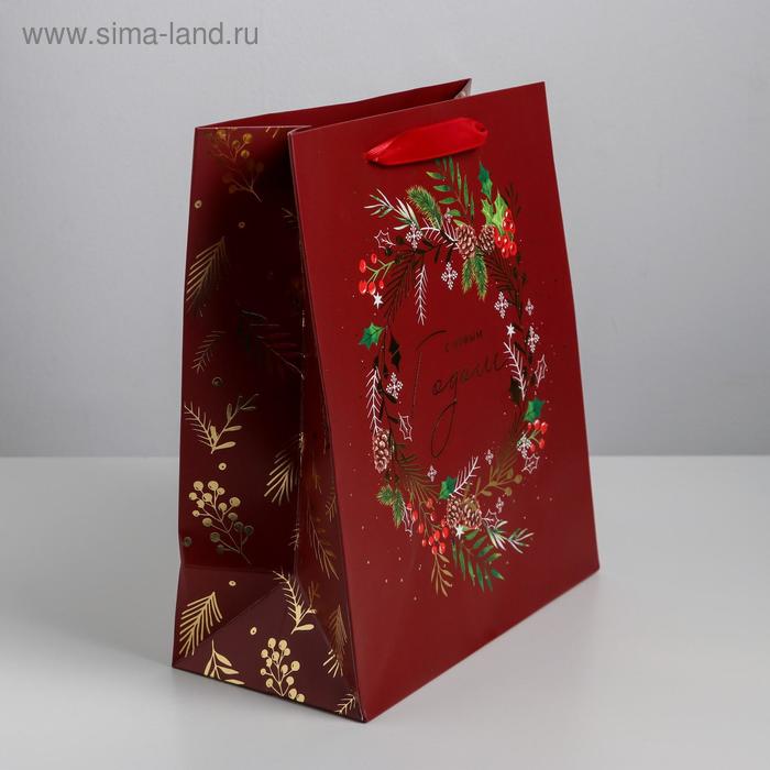 

Пакет ламинированный вертикальный «Новогодний веночек», ML 23 × 27 × 11,5 см