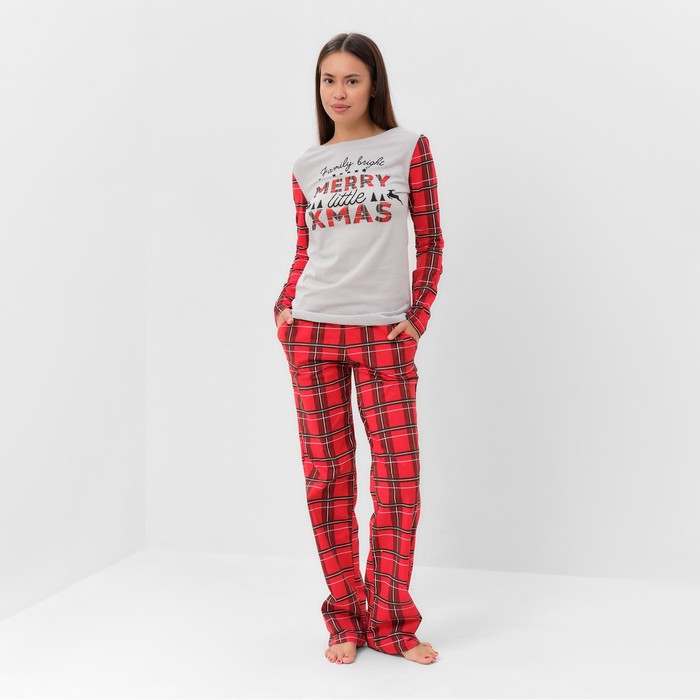 

Пижама новогодняя женская KAFTAN "X-mas", цвет белый/красный, размер 44-46