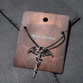 Кулон унисекс "Легенды" дракон с мечом, цвет чернёное серебро, 60 см