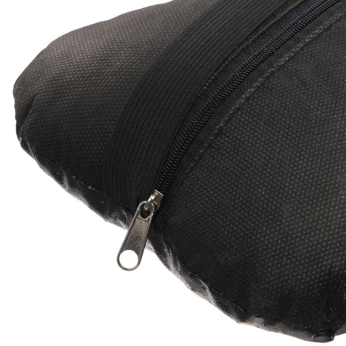 Подушка автомобильная косточка, на подголовник, экокожа перфорированная, черный 16х24 см
