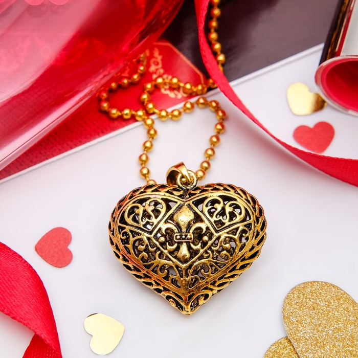 Кулон "Сердце полое" аrt, цвет золото черненое, 60см