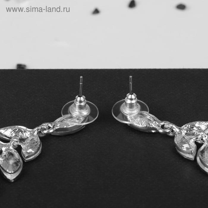 

Серьги висячие со стразами "Ажур" зимние листья, цвет белый в серебре