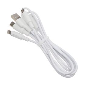 

Кабель Hoco X25, 3 в 1 Lightning/microUSB/Type-C, 2 А, 1 м, белый