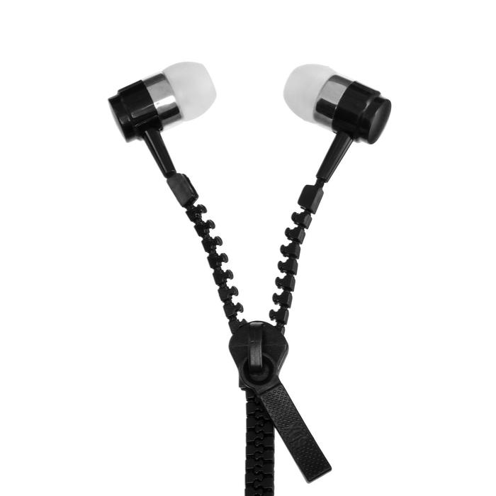 фото Наушники eltronic zipper, вакуумные, микрофон, 102 дб, 32 ом, 3.5 мм, 1.2 м, чёрные