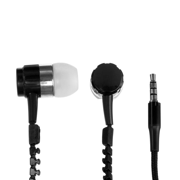 фото Наушники eltronic zipper, вакуумные, микрофон, 102 дб, 32 ом, 3.5 мм, 1 м, чёрные