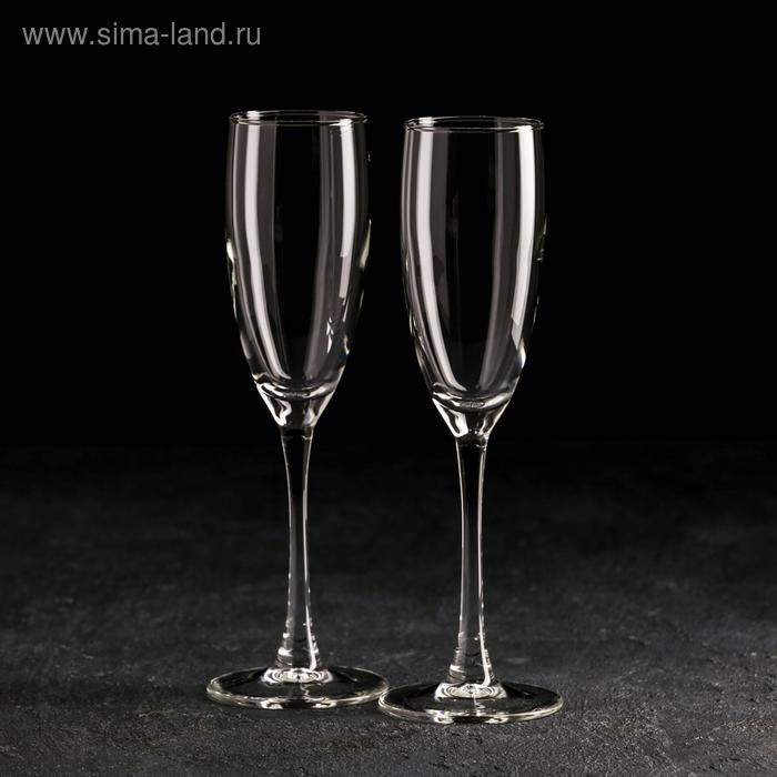 Набор стеклянных бокалов для шампанского «Эталон», 170 мл, 2 шт набор бокалов для шампанского luminarc signature эталон 170 мл 6 шт