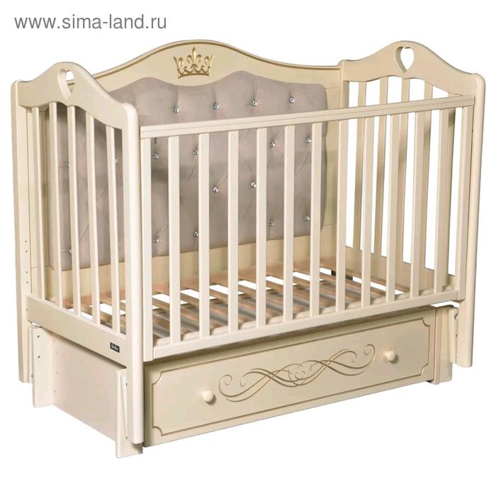 Детская кровать Rouz Elegance Premium, мягкая стенка, маятник, ящик, цвет слоновая кость