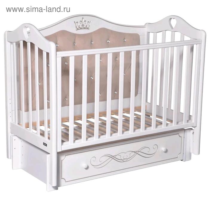 Детская кровать Rouz Elegance Premium, мягкая стенка, маятник, ящик, цвет белый
