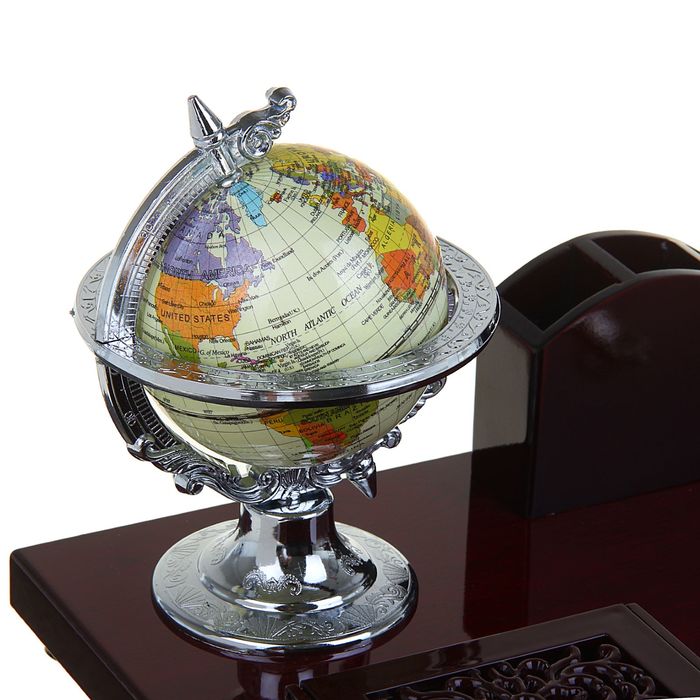 Набор настольный «Ренессанс»: глобус, часы, подставка для ручек, визиток, 2 блока для бумаги, держатель