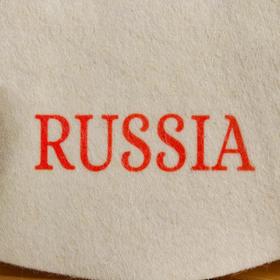 

Шапка для бани и сауны "RUSSIA", с принтом, белая