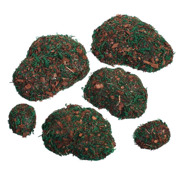 фото Мох искусственный «камни», с тёмной корой, набор 6 шт. greengo