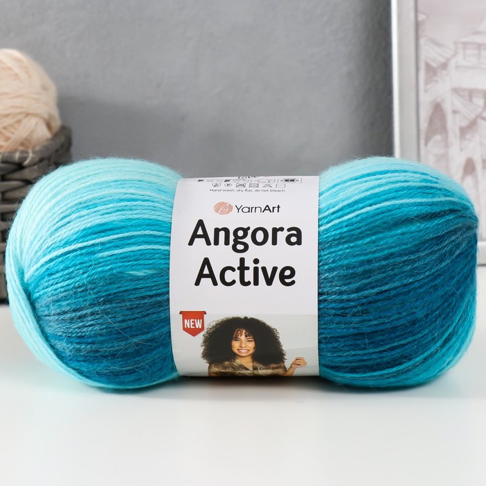 Пряжа Angora Active 20% шерсть, 80% акрил 500м/100гр (845 бело-бирюзовый) пряжа для вязания yarnart angora active 100гр 500м 25% мохер 75% акрил 840 меланж 5 мотков