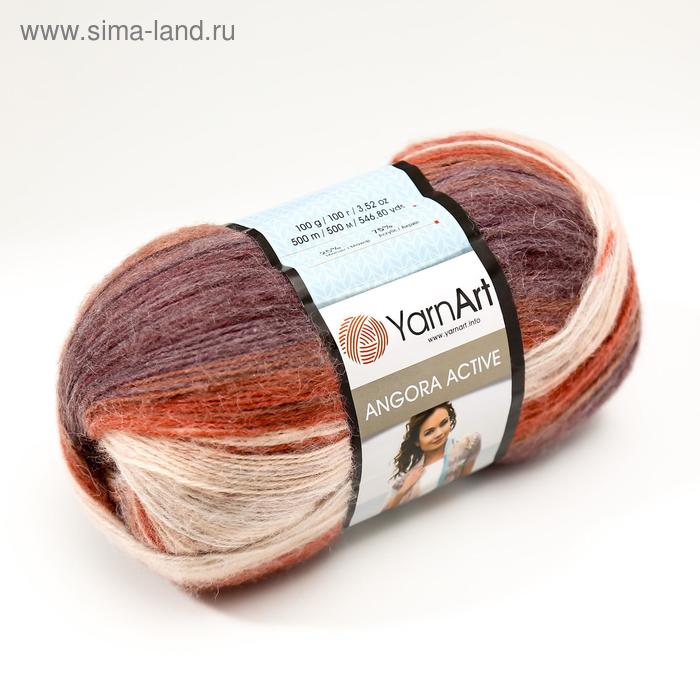 

Пряжа "Angora Active" 25% мохер, 75% акрил 500м/100гр (851 бел-красн-коричн)
