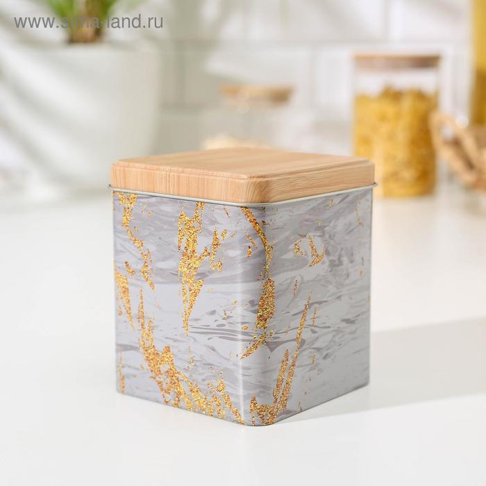 

Банка для сыпучих продуктов «Золотой мрамор», 1,2 л, 12×10×10 см, цвет серый