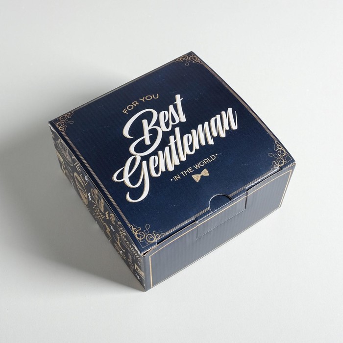 Коробка подарочная сборная, упаковка, «Джентльмену», 15 х 15 х 7 см