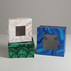 Набор коробок с PVC окном 3 в 1 «Текстуры», 18 × 18 × 10‒22 × 22 × 12 см Ош