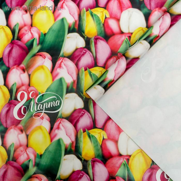 Бумага упаковочная глянцевая «Тюльпаны с 8 марта», 70 х 100 см бумага упаковочная глянцевая акварельные цветы 8 марта 70 × 100 см