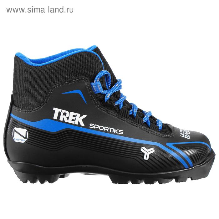 фото Ботинки лыжные trek sportiks nnn ик, цвет чёрный, лого синий, размер 35