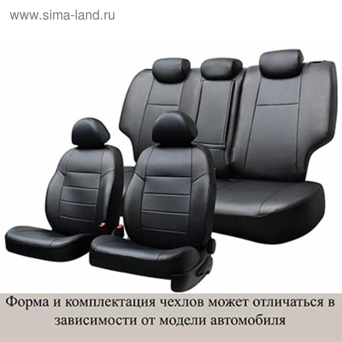 фото Чехлы сиденья nissan x-trail, 1 поколение (т30), 2000-2007 экокожа, 15 предм. skyway черный 54440