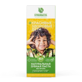 Детская зубная паста Synergetic «Клубничка и банан», от 3 до 6 лет, жёлтая, 50 г