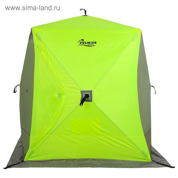 фото Палатка зимняя premier «куб» 1,8 × 1,8 м, цвет yellow lumi/gray premier fishing