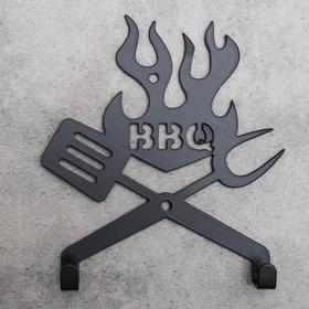 

Вешалка интерьерная настенная на 2 крючка BBQ, для кухни, цвет чёрный