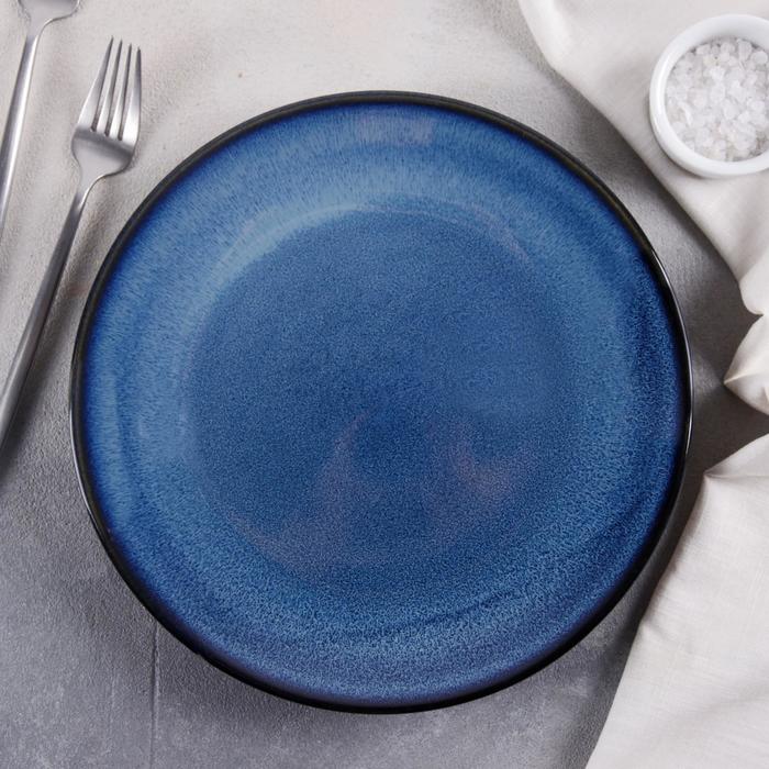тарелка обеденная красная глина лунная тропа Тарелка керамическая обеденная «Лунная тропа», d=25 см, цвет синий