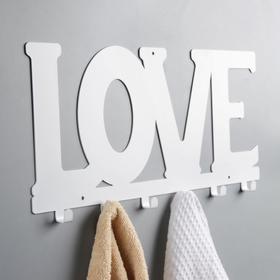 

Вешалка интерьерная настенная на 6 крючков Love, цвет белый