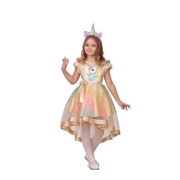 Карнавальный костюм «Единорожка», платье, головной убор, р. 36, рост 140 см