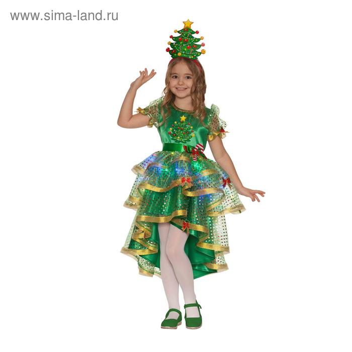 Карнавальный костюм «Ёлочка лучистая», платье, головной убор, р. 32, рост 122 см