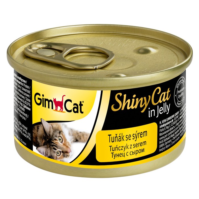Консервы GIMCAT ShinyCat для кошек, из тунца с сыром, 70 г
