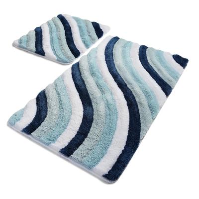 Комплект ковриков для ванной COLORFUL, 2 шт, 50 х 80 см, 40 х 50 см, акрил, цвет голубой - Фото 1