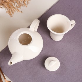 Набор для завтрака "Леон", цвет белый, 3 предмета: чайник 0.5 л, чашка 0.25 л, подставка 23 см от Сима-ленд