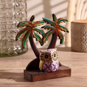 Сувенир из дерева 'Сова у пальмы' 14х6х15 см Ош