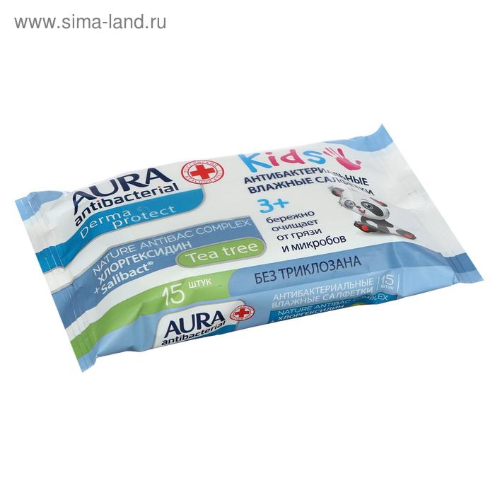 

Влажные салфетки AURA, детские 3+, 15 шт.