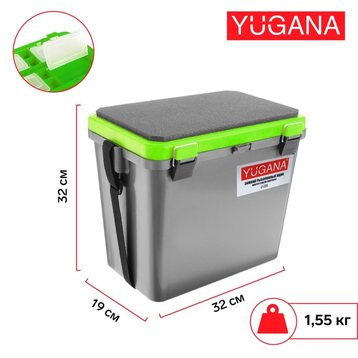 Ящик зимний YUGANA односекционный, цвет серый/салатовый
