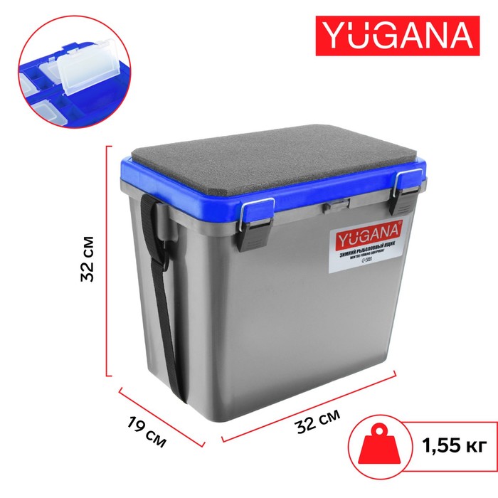 Ящик зимний YUGANA односекционный, цвет серо-синий цена и фото