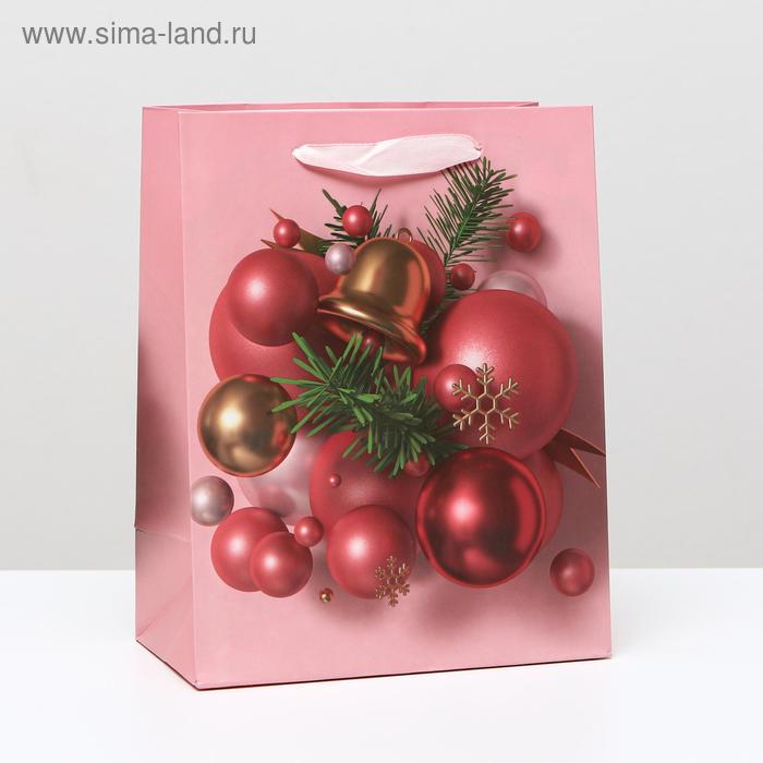 Пакет ламинированный Красные игрушки, 18 x 23 x 10 см пакет ламинированный новогодний носочек 18 x 23 x 10 см