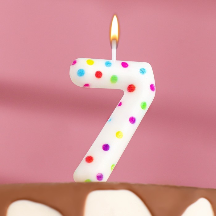 Свеча в торт на день рождения «‎Цветное конфетти»‎, цифра 7, 5.5 см пряник на торт цифра конфетти