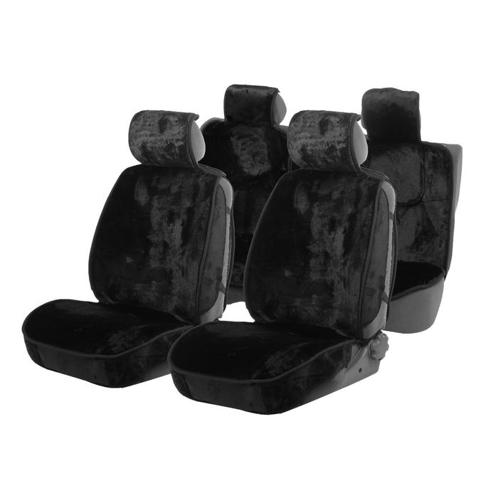фото Накидки на сиденья cartage универсальные, искусственный мех, чёрный, набор 6 шт