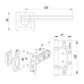 

Комплект ручек с защелкой и петлями SET45/A GALAXY QR GR/CP-23, цвет графит/хром