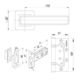 

Комплект ручек с защелкой и петлями SET45/A MARS QR GR/CP-23, цвет графит/хром