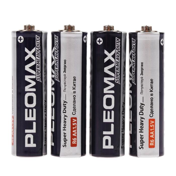 Батарейка солевая Pleomax Super Heavy Duty, AA, R6-4S, 1.5В, спайка, 4 шт. батарейка солевая panasonic general purpose aa r6 4s 1 5в спайка 4 шт