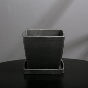 

Кашпо-квадрат из гипса с поддоном «Классика», цвет чёрный, 11 × 11 см
